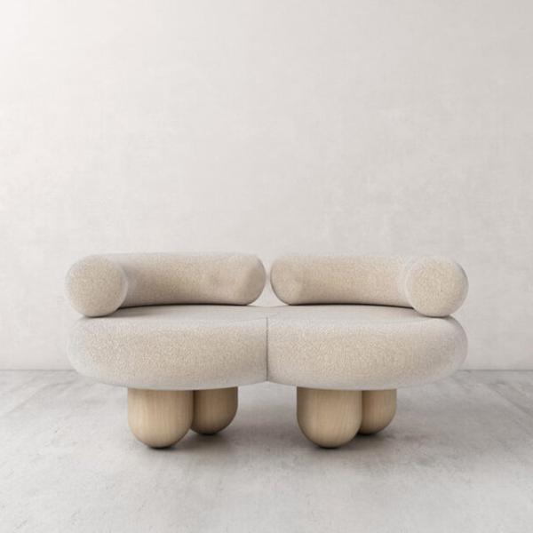 Fabric Leisure Chair Flannel Solid Wood Special-Shaped Single Sofa Love Seat