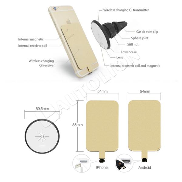 Wireless Dual Usb Car Charger , Wireless Cell Phone Charger For Car DC 5V 1A Input Voltage