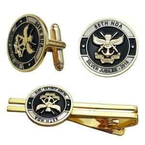 Custom Cufflink Tie Clips Set Soft Enamel Color For Men'S Suit Shirt