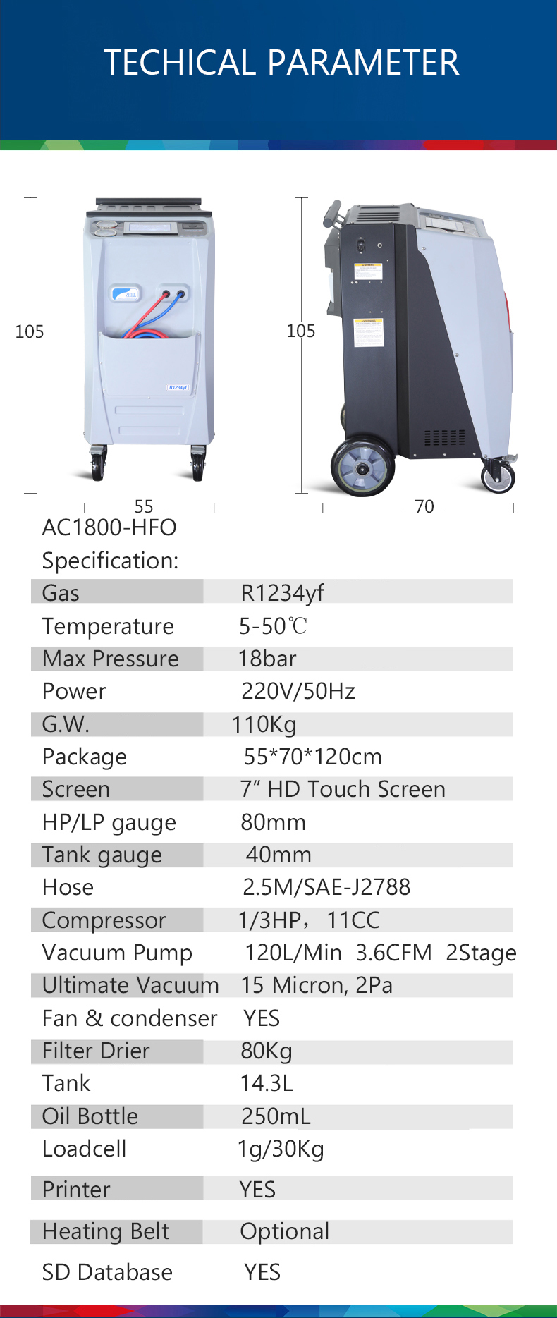 SAE R1234yf Portable Automotive AC Recovery Machine for Refrigerant Gas Filling