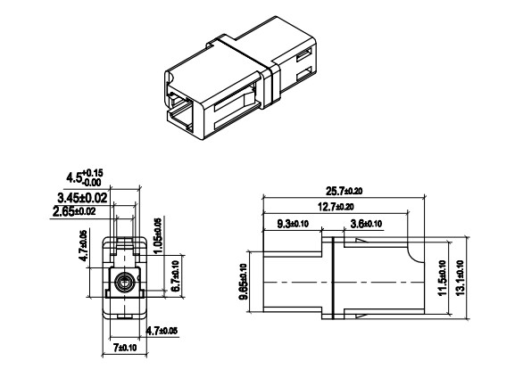 Plastic LC / APC Simplex Flangeless Fiber Optic Receptacle