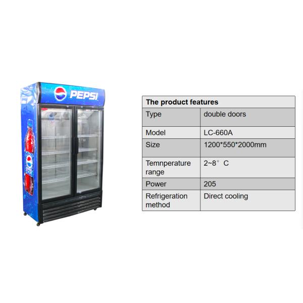 Commercial Double Glazed Glass Door Freezer Direct Cooling For Family Supermarket