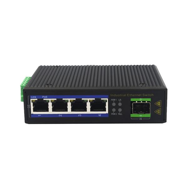 UT14FP-SFP unmanaged industrial 4x10/100Base-Tx POE+ 1x100M-Fx SFP ethernet switch DIN Rail