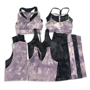 Buy cheap Custom Logo 5 Pieces Yoga Set Tie Dye Sports Bra and Legging Set Workout Yoga from wholesalers