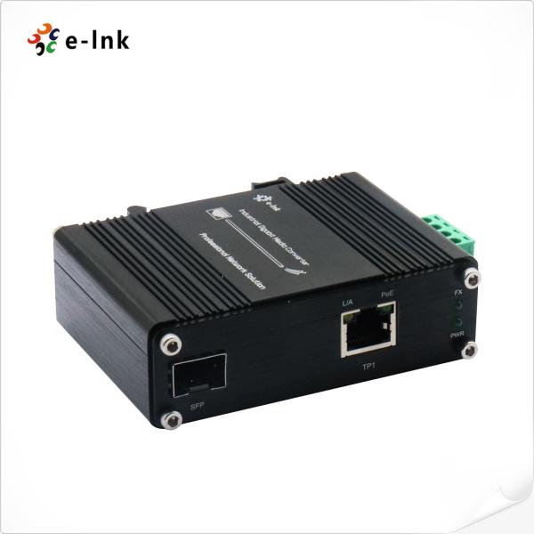 Mini Industrial 1-Port 100/1000X SFP to 1-Port 10/100/1000T 90W PoE++ Media Converter