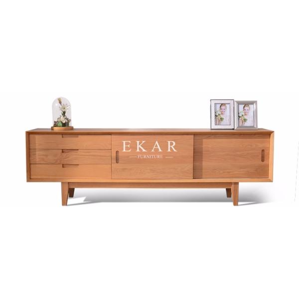 Nordic Simple Sliding Doors New Model Oak Wood Modern TV Stand