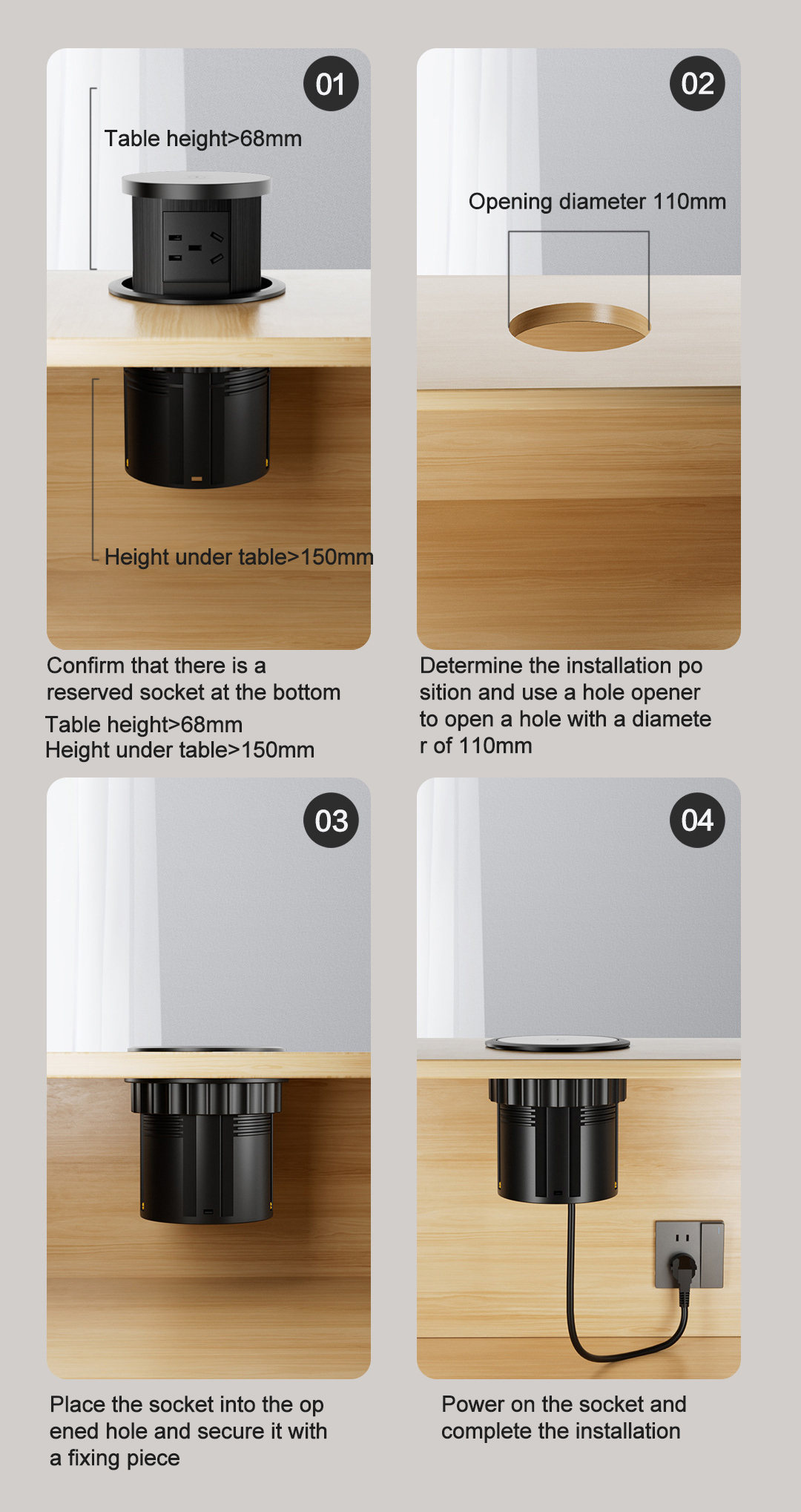 18W Wireless Charger Pneumatic Lifting Socket UK Power Hidden Outlet Kitchen Island Office Desktop Pop Socket