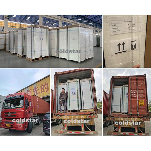 Three Doors Vertical Display Beverage Refrigerated Showcase Commercial Glass Door Freezer For Supermarket