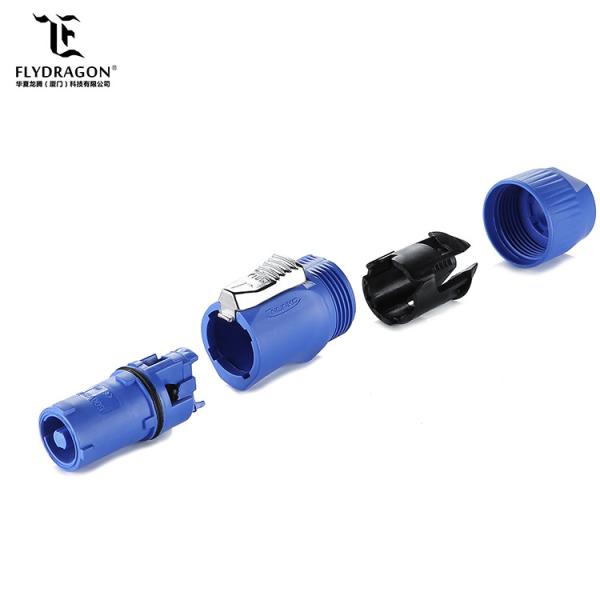 Blue Power Input Male to Female Connector, Panel Mount Connector for Stage Light