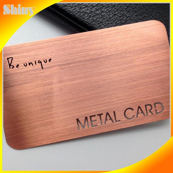 Brushed metal card with silver, gold, copper color metal card box