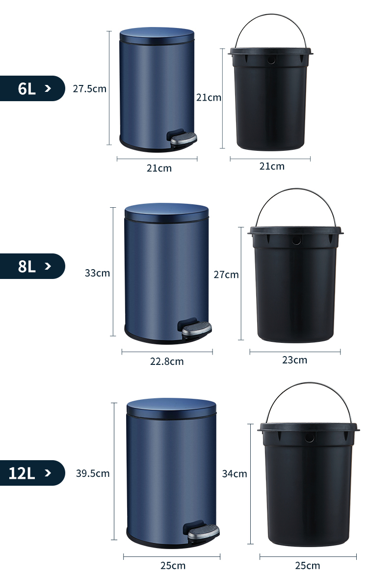 Steel and Pp Pedal Trash Can Bathroom Bin With Toilet Brush for Kitchen Recycling Storage for Household Items