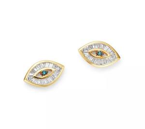 China Blue Gemstone White Cubic Zirconia Ear Studs Baguette Cut 925 Sterling Silver on sale