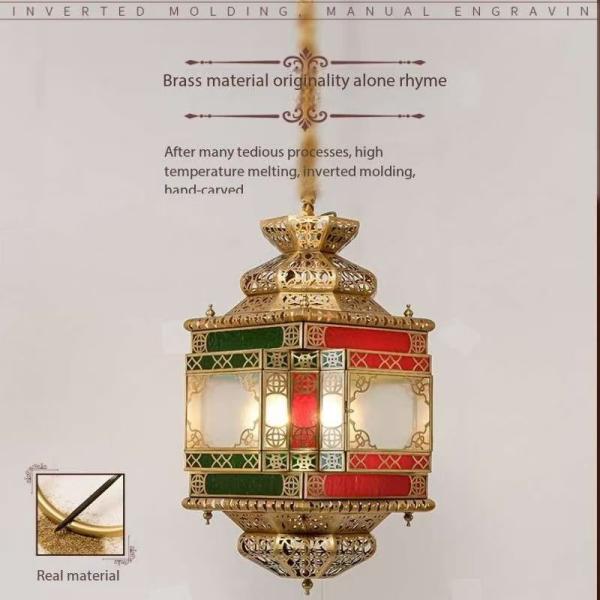 Colored Xinjiang Style Vintage Copper Chandelier LED For Hotel