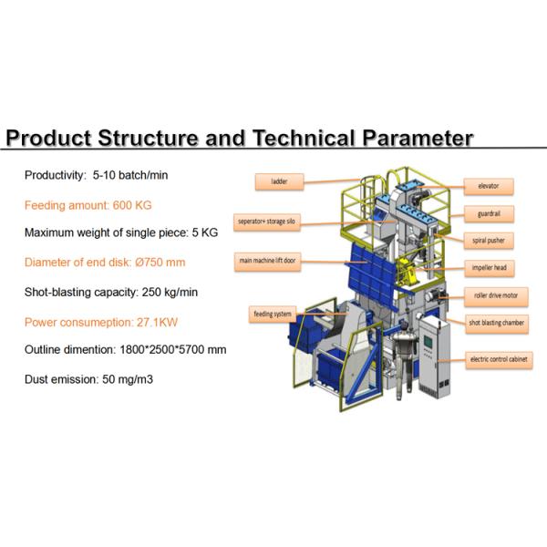 Electric Tumble Shot Blasting Machine , Shot Blast Cleaning Machine For Small Castings