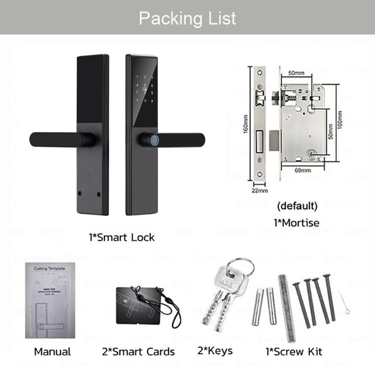 6 in 1 Multiple Functions Home Security Smart Fingerprint Door Lock with TTlock App