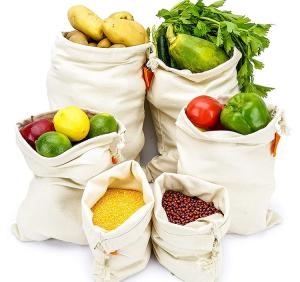 China SMETA SEDEX 4P Organic Cotton Drawstring Bags Eco Biodegradable Muslin bag wholesale