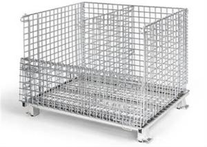 China Stackable Metal Foldable Wire Mesh Container Stainless Steel Material wholesale