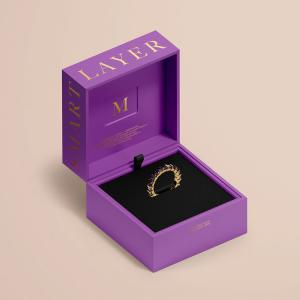 China Custom Logo High End Purple Jewellery Gift Wedding Rings Box on sale