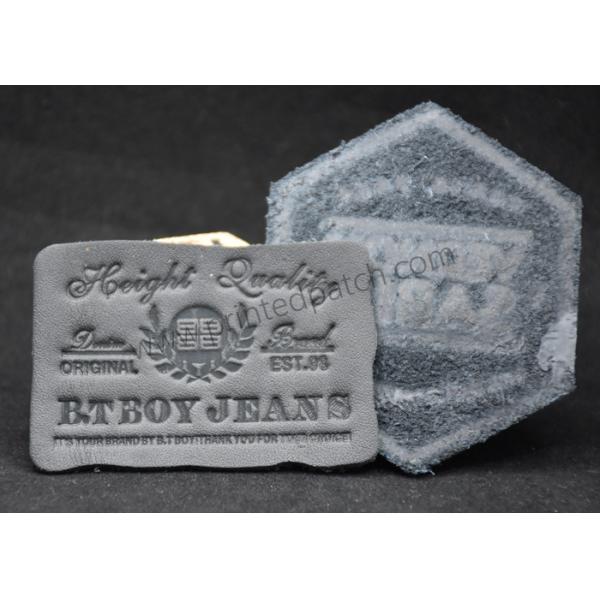 Small Black Custom Leather Clothing Labels Debossed For Jeans