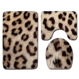 China Animal Leopard Patterned Three Piece Bathroom Mats Rugs OEM ODM wholesale