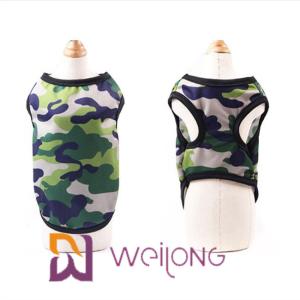 China Camo Dog Shirt Pet Clothing Sleeveless Plain T Shirt Colorful Breathable Mesh wholesale