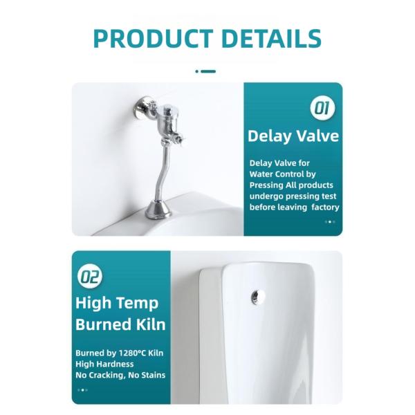 Oval Shape Men'S Toilet Urinal Porcelain Automatic Urinal 330*380*600mm