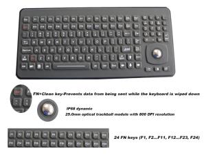 China Ruggedized Silicone Rubber Keyboard With Optical Trackball Panel Mount wholesale