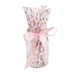 Flamingo Pattern Gold Biodegradable Paper Straws , Disposable Paper Spoon Straws