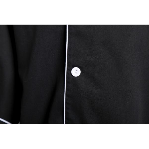 White Cutton White Edage Black Chef Suit