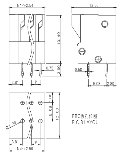 2.54mm Pitch Buckle Type Screwless Terminal Block For Security And Lighting System