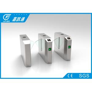 Stainless Steel Glass Turnstile , Amusement Park Entrance Barrier Systems