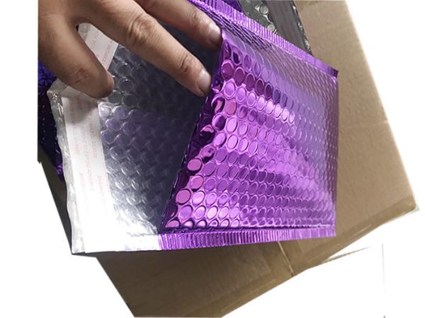 Quality Poly Glossy Purple Metallic Bubble Mailers With Self Sealing for sale
