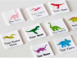 China Kids Animal Design Custom Printed Clothing Labels Cotton Printed Dinosaur on sale