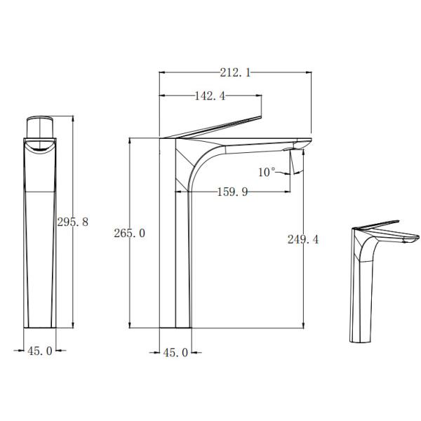 160mm 170cm Brass Basin Faucet Single Level Brass Basin Tap Set