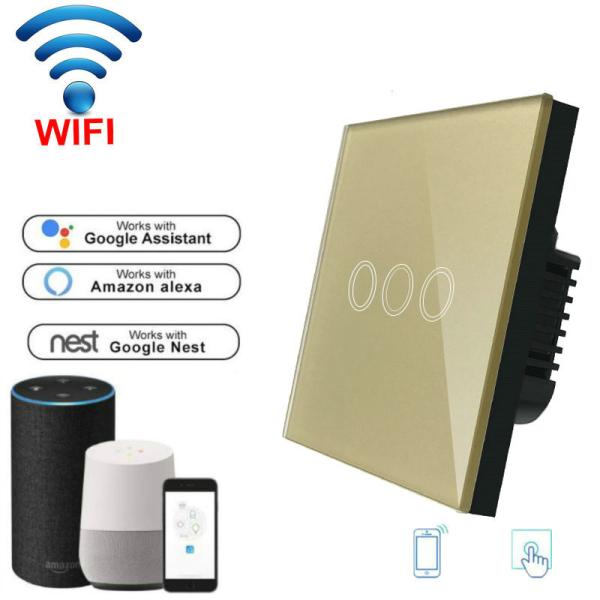 Quality Wireless Wifi Touch switch 220v Wall Light Switch EU standard home automation WiFi switch Mobile APP Control for sale