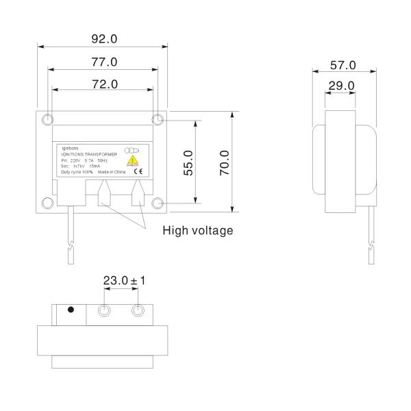 Gas Stove Electronic Ignition Transformer High Voltage 220V Input 2*12KV Output