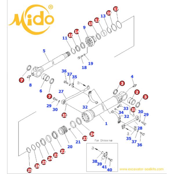 707-99-69560 Suitable For PC700LC-8E0 PC650LC-8E0 Komatsu Durable Bucket Hydraulic Cylinder Seal Kit