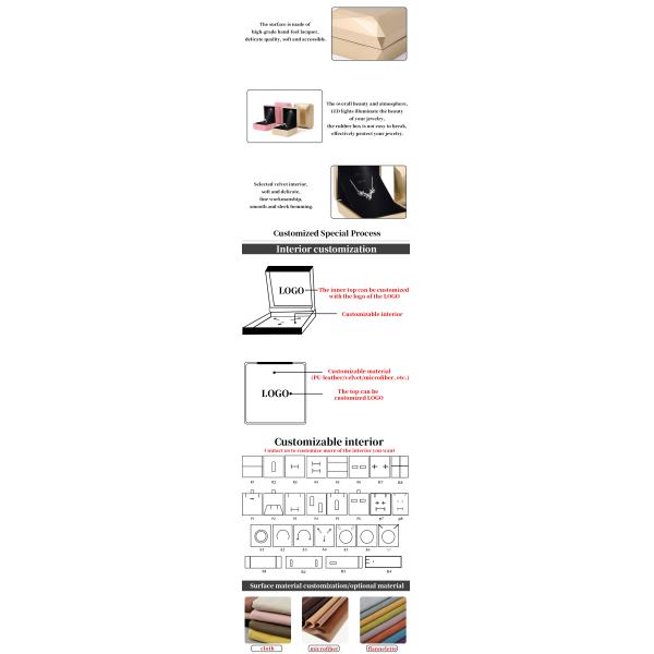 Custom Logo PU Plastic Jewelry Packaging Box with LED Light Hanhong Luxury Ring Box