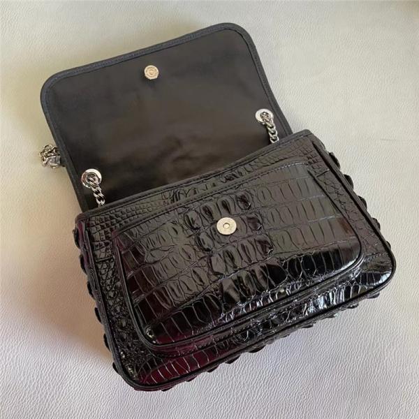 Authentic Crocodile Skin Women Flap Purse Genuine Alligator Leather Lady Chain Bag Female Single Cross Shoulder Bag