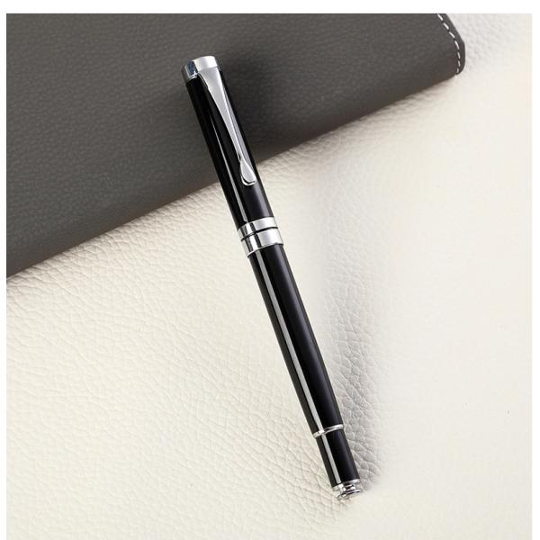 Custom Logo Printing Black White Slim Metal Ball Point Pen for Customized Color Gift