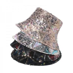 China Trendy Hip-hop Dance Fisherman Hat Punk Geometric Sequined Bucket Hat wholesale