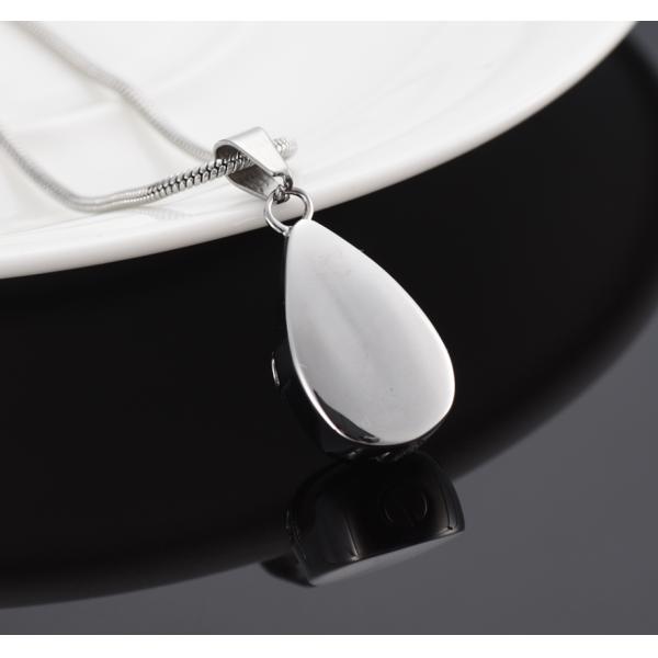 Stainless Steel Heart Water Drop Ashes Keepsake Cremation Pendant Necklace
