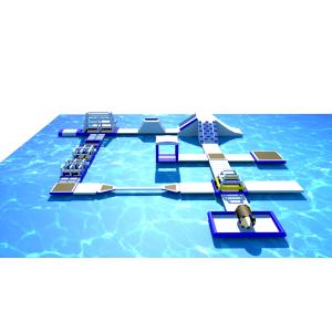 PVC Tarpaulin Inflatable Obstacle Course Water Park Blue And White Customized