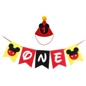 China Mickey Mouse Handmade 1st Felt Garland Birthday Highchair Banner wholesale