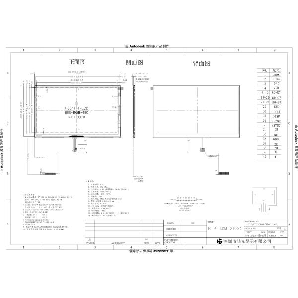 7.0 inch 800x480 TFT LCD Display with RGB Interface