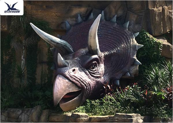 Quality Jurassic Theme Park Life Size Fiberglass Animals Decorative Resin Dinosaur Head Statues for sale