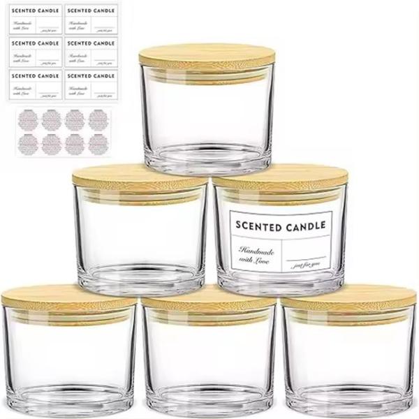 Quality Custom Private Label Candle Jars Clear Empty Glass Jar With Lid For Candle Making for sale