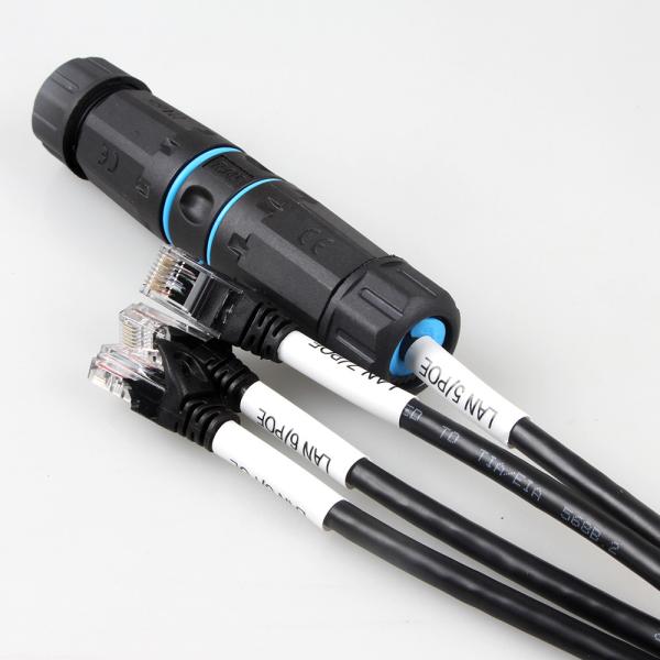 Waterproof 4 In 1 Cat 6a Ethernet Cable , 4 Branch Male RJ45 Cat6a Trunk Cable