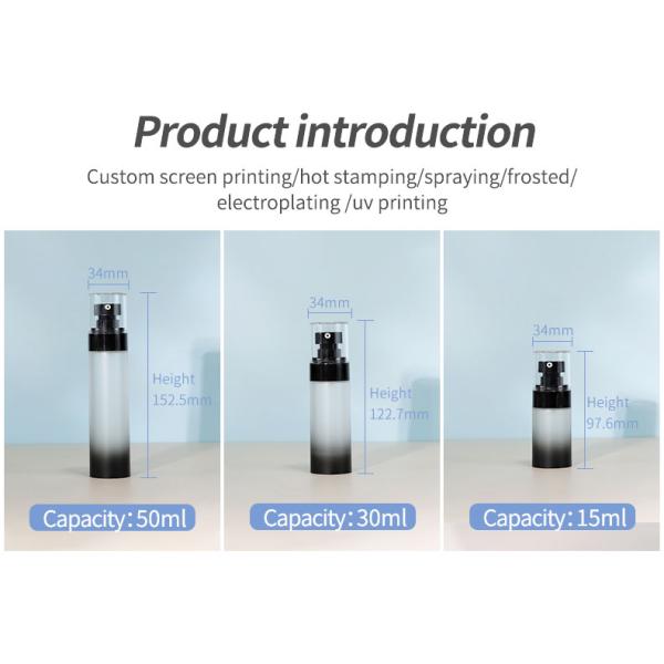 Airless Skin Care Packaging Bottles Black Airless Pump Bottle Base Material ABS Collar Material AS