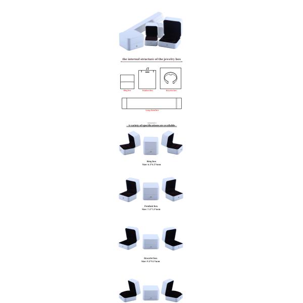 White PU Leather Jewelry Packaging Box for Wedding Necklace Earrings Ring 9.5*9.5*6cm